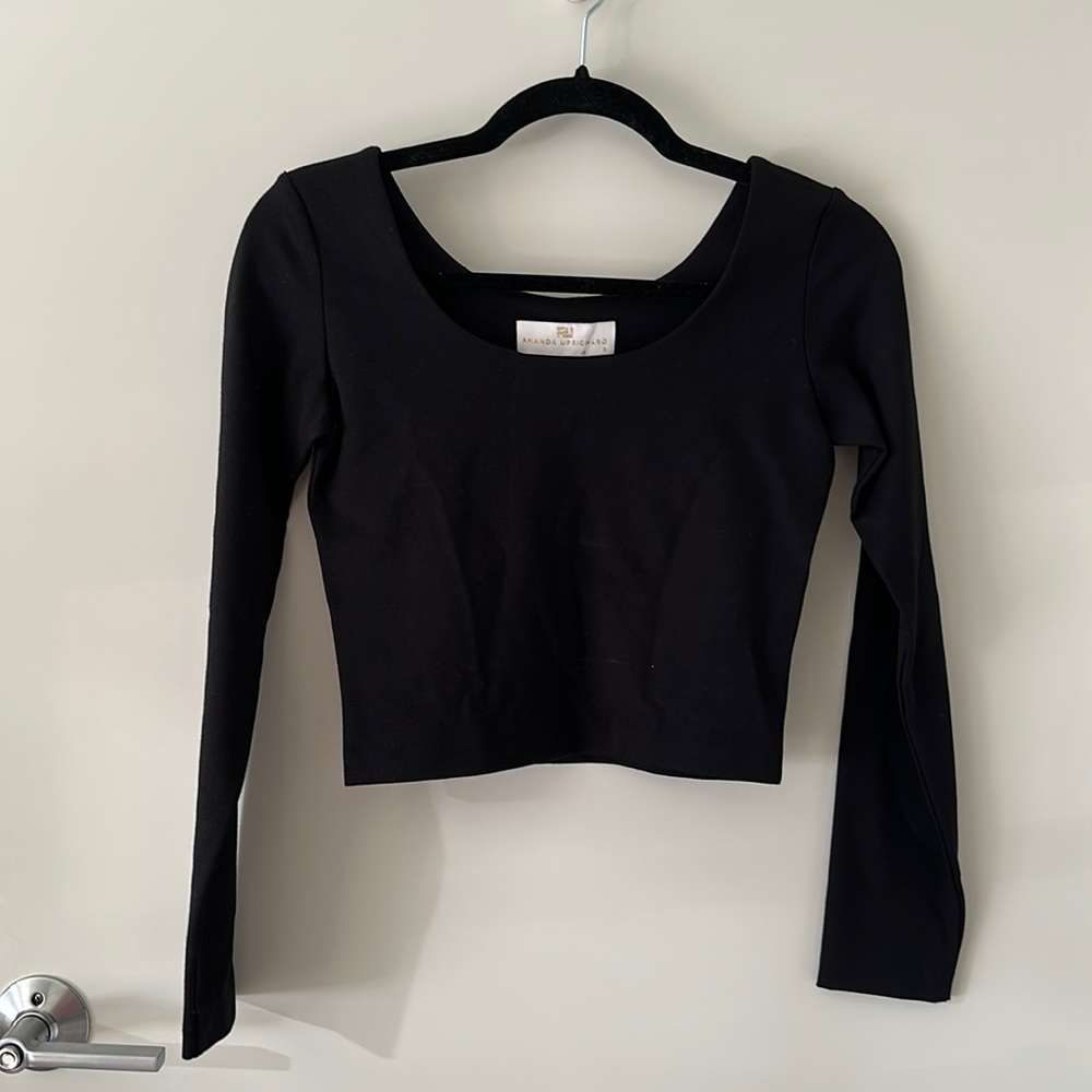 Amanda Uprichard Ponte Crop Top in Black